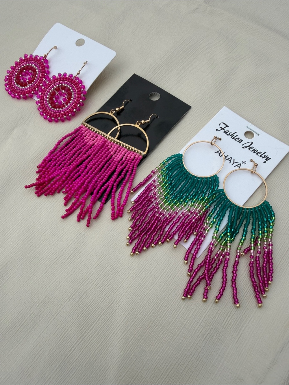 Earrings Pink & Green Trio